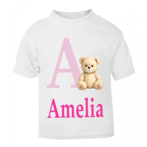 Any Initial Name Teddy Bear Childrens Printed T-Shirt