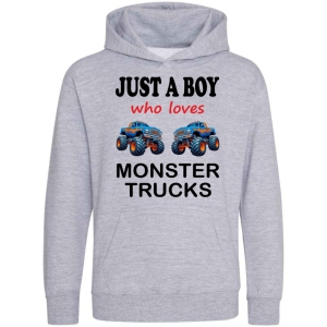 Just a Boy / Girl who loves MONSTER TRUCKS Childrens Hoodie