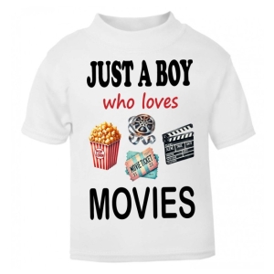 Just a Boy / Girl who loves MOVIES Childrens Printed T-Shirt