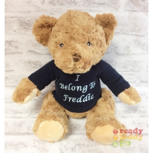 Personalised Embroidered Teddy Bears - Large 11 Inch 28cm Keel Toys Eco Teddy Bear Wearing Knitted Jumper - Any Name / Text or Custom Message
