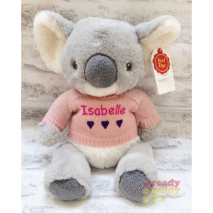 Personalised Embroidered Teddy Bears - Medium 9 Inch 23cm Keel Toys Eco Baby Koala Teddy Bear Unisex Boy Girl Wearing Knitted Jumper - Any Name / Text or Custom Message