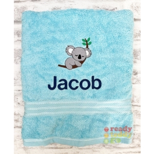 Personalised Bath Towels For Kids - Embroidered Name + KOALA Design