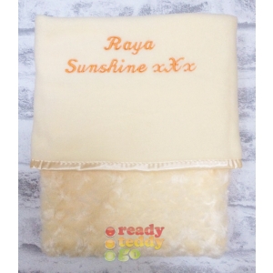 Personalised Lemon Rose Baby Blanket Wrap Embroidered Any Name