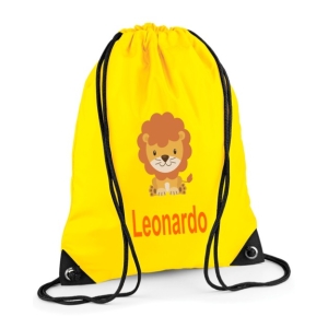 Personalised Lion Any Name Printed Kids Children's School Nursery Drawstring Bag