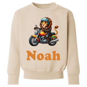 Lion Motorbike Rider Any Name Childrens Sweatshirt / Jumper