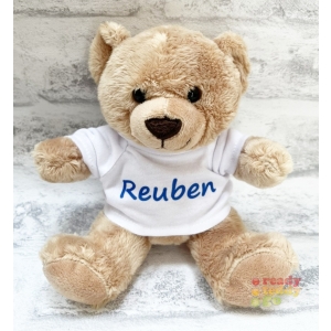 Personalised Teddy Bear - Mini Light Brown Mark The Teddy Bear - Printed T-Shirt - Any Name / Text or Custom Message
