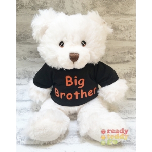 Personalised 9 Inch Keel Toys Eco Harry White Teddy Bear Wearing Coloured T-Shirt printed with PLAIN or GLITTER Vinyl