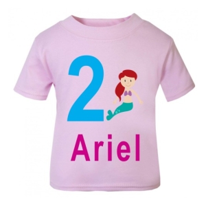 Mermaid Birthday Any Name & Number / Age Kids Printed T-Shirt