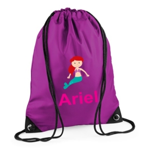 Personalised Mermaid Any Name Printed Kids Children's School Nursery Drawstring Bag