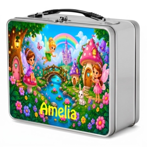 Fairies Scene Any Name Metal Lunch Box Tin