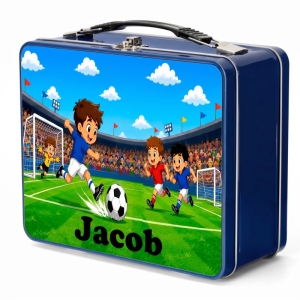 Football Scene Any Name Metal Lunch Box Tin