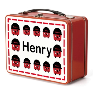 Personalised Children's Metal Lunch Box Tin - Any Kids Name - Henry Hoover Design