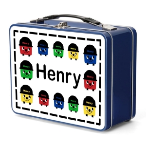 Personalised Children's Metal Lunch Box Tin - Any Kids Name - Multi-coloured Henry Hoover Design