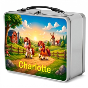 Horse Scene Any Name Metal Lunch Box Tin