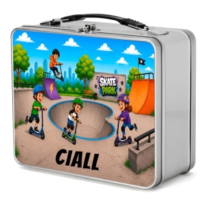Skate Park Scene Any Name Metal Lunch Box Tin