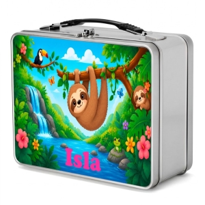 Sloth Scene Any Name Metal Lunch Box Tin