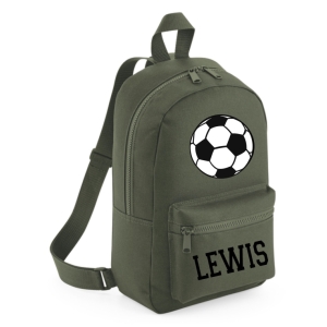 Personalised Football Any Name Printed Kids Children's School Mini Backpack Rucksack Bag