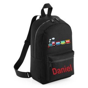 Personalised Train Any Name Printed Kids Children's School Mini Backpack Rucksack Bag
