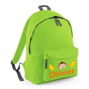 Personalised Monkey Any Name Printed Kids Children's School Nursery Backpack Rucksack Bag