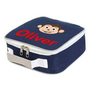 Personalised Monkey Any Name Printed Kids Children's School Lunch Box Cooler Bag