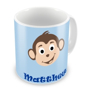 Personalised Children's 10oz Mugs / Cups - Any Kids Name Monkey Boy Design