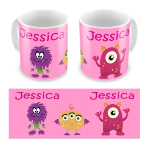 Personalised Kid's Children's 10oz Mugs / Cups - Monsters Girls Any Name Design