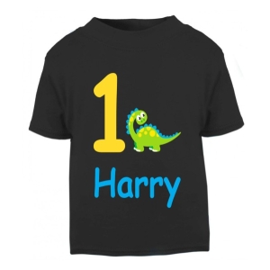 Cute Dinosaur Birthday Any Name & Number / Age Kids Printed T-Shirt