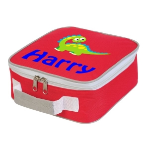 Personalised Cute Dinosaur Any Name Printed Kids Children's School Lunch Box Cooler Bag