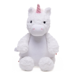 Personalised Teddy Bear - 14 Inch Cubbies Stardust The White Unicorn - Embroidered with NAME / TEXT / Baby Birth Details