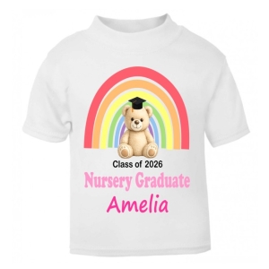 Nursery / Preschool Graduate Rainbow Any Name Childrens Printed T-Shirt
