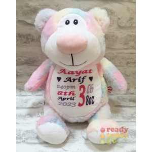 Personalised Baby Cubbie Soft Toys - 14 Inch Cubbyford The Pastel Bear