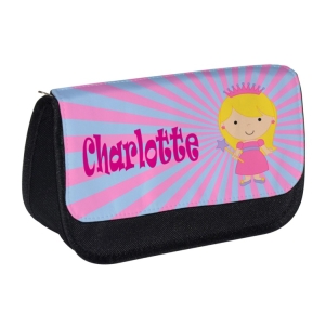 Personalised School Pencil Case For Kids Children featuring Princess Any Name Printed Design