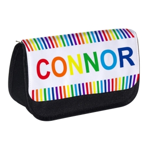 Personalised School Pencil Case For Kids Children featuring Rainbow Stripes Any Name Printed Design