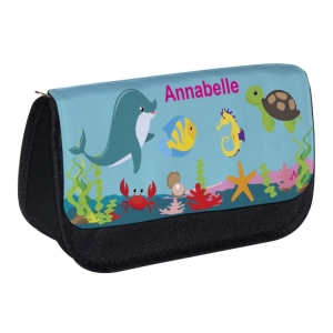 Personalised School Pencil Case For Kids Children featuring Under The Sea Any Name Printed Design