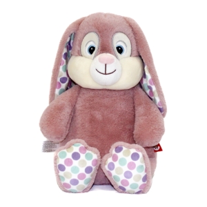 Personalised Bunny Rabbit Soft Toy - Medium 10 Inch Baby Girl Pink Polka Dot Bunny Rabbit Teddy Bear - Embroidered with any NAME on EAR