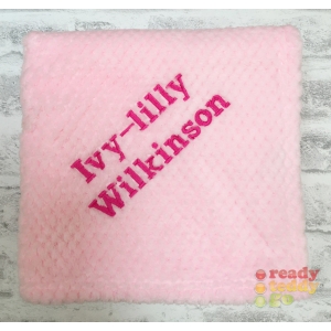Personalised Pink Waffle Baby Blanket Wrap Embroidered Any Name
