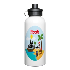 Personalised Children's 600ml Sport Water Drinks Bottle - Any Kids Name - Pirates Scene Design