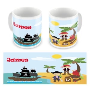 Personalised Kid's Children's 10oz Mugs / Cups - Any Name Pirates Design