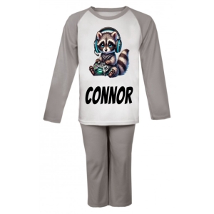 Gamer Raccoon Any Name Childrens Pyjamas