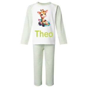 Giraffe in Race Car Any Name Childrens Pyjamas