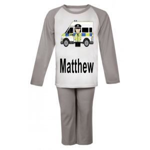 Policeman and Van Any Name Childrens Pyjamas