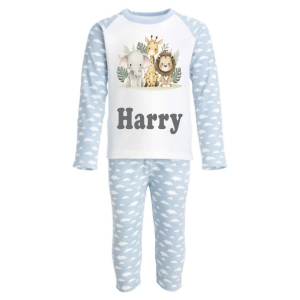 Safari Animals V2 (x3) Any Name Childrens Pyjamas