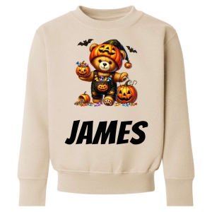 Halloween Pumpkin Bear Any Name Childrens Sweatshirt / Jumper