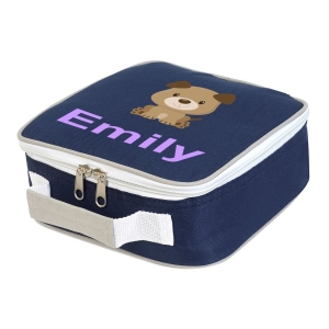 Personalised Puppy Dog Any Name Printed Kids Children's School Lunch Box Cooler Bag