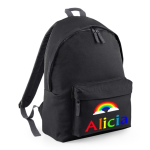 Personalised Rainbow Any Name Printed Kids Children's School Nursery Backpack Rucksack Bag