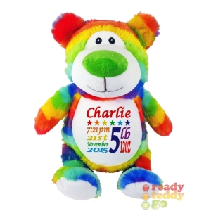 Personalised Baby Cubbie Soft Toys - 14 Inch Cubbyford The Rainbow Bear
