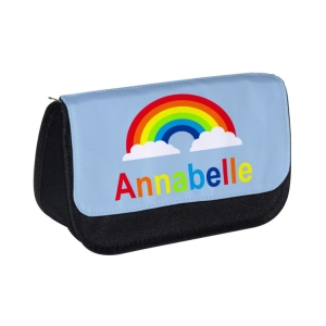 Personalised School Pencil Case For Kids Children featuring Rainbow Any Name Printed Design