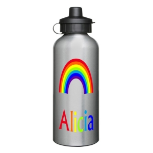 Personalised Children's 600ml Sport Water Drinks Bottle - Any Kids Name - Rainbow Design