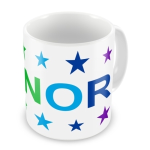 Rainbow Colours Stars + Name Mug