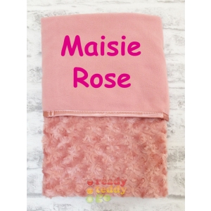 Personalised Rose Gold Rose Baby Blanket Wrap Embroidered Any Name